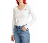 Levi's Long-sleeve V-neck Baby Tee, Maglietta Donna, White +, XS