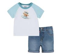 Levi's LVB SURFING BEAR TEE & SHORT 6EK240, Abiti coordinati Bimbo 0-24, Bright White, 6 Months