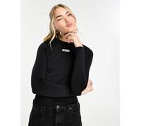 Levi's - Maglietta a maniche lunghe effetto seconda pelle nera con piccolo riquadro del logo-Nero M