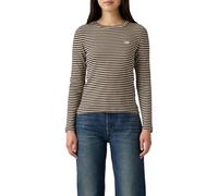 Levi's Maglietta da Donna Essential Housemark a Maniche Lunghe, Cassie Stripe Anthra, XS