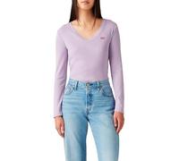 Levi's Maglietta da Donna Essential Housemark Vneck a Maniche Lunghe, Heirloom Lilac, XS