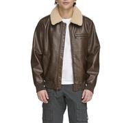 Levi's Men's Faux Leather Aviator Bomber Jacket with Sherpa Collar Giacca, Marrone, L Uomo