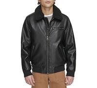 Levi's Men's Faux Leather Aviator Bomber Jacket with Sherpa Collar Giacca, Nero, S Uomo