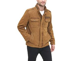 Levi's Men's Washed Cotton Two Pocket Military Jacket, Workers Brown, Medium