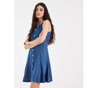 Levi's - Mercer - Vestito corto in denim blu con peplo M