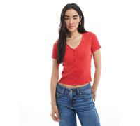 Levi's - Muse - T-shirt a maniche corte rossa con bottoni sul davanti-Rosso XS