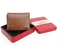 LEVI'S portamonete da uomo in pelle marrone intarsio trifold marrone