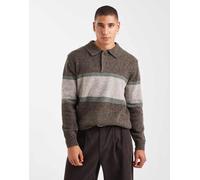 Levi's - Redwood - Maglione marrone mélange stile rugby con riga sul petto S