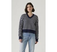 Levi's Donna Reese Pullover mit V-Ausschnitt Parisienne Stripe Peacoat Cotton Blue L