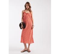 Levi's - Sarita - Vestito sottoveste midi rosso con stampa a fiorellini M