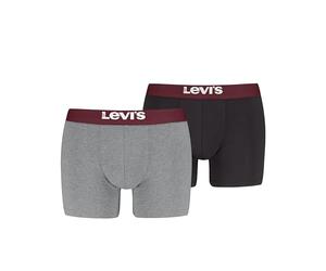Levi's Solid Basic Boxer Briefs, Grigio/Nero, XL (Pacco da 2) Uomo