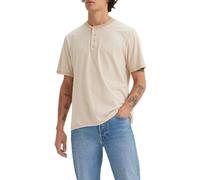 Levi's SS 4 Button Henley Maglietta a Maniche Lunghe Senza Collo, Shore Stripe Safari, M Uomo