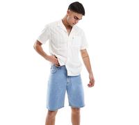 Levi's - Standard Camp - Camicia a maniche corte in cotone color bianco con righe in tessuto garzato e colletto a rever M