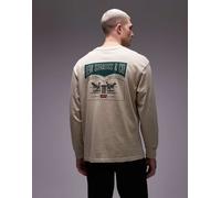 Levi's - T-shirt a maniche lunghe beige con stampa del logo archive con 2 cavalli sul retro-Neutro S