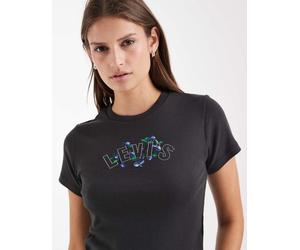 Levi's T-shirt baby con stampa grafica e strass neri-Nero M