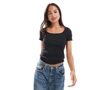 Levi's - T-shirt basic nera con scollo squadrato-Nero L