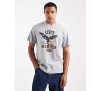 Levi's - T-shirt comoda grigio mélange con logo stile college e aquila L