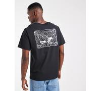 Levi's - T-shirt comoda nera con stampa con aquila sul retro-Nero L