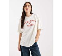 Levi's - T-shirt oversize écru con stampa-Bianco XS