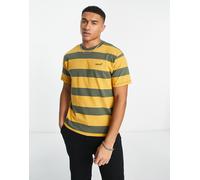 Levi's - T-shirt oversize verde/gialla a righe con logo piccolo-Multicolore XS