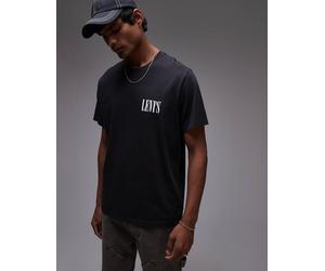 Levi's - T-shirt taglio comodo nera con logo serif-Nero XS