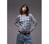 Levi's - Tara - Cardigan grigio multicolore a losanghe XS