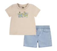 Levi's Tee And Short Set SBSS242 Felpa con Cappuccio, Oxford Tan, 36 Months Bambini e Ragazzi