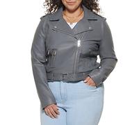 Levi's The Belted Faux Leather Moto Jacket (Regular & Plus Size) Giacca in Ecopelle, Grigio Ferro, 2X Donna