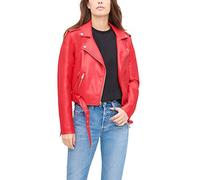 Levi's Giacca da Moto in Ecopelle Asimmetrica con Cintura, Rosso/Escursione, Tinta Unita (Getaway Solids), S Donna