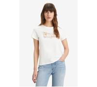 Levi's - Perfect - T-shirt bianca con logo batwing e fiori di ibisco-Bianco 2XS