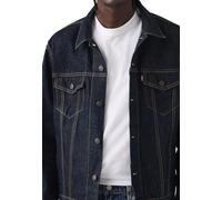 Giacca corta in denim con collo a camicia, mezza stagione Blu L Tinta unita