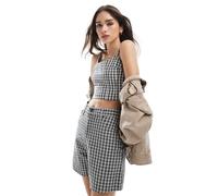 Levi's - Top canottiera a nero in denim a quadri in coordinato L