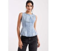 Levi's - Top di jeans blu con fondo peplo XS