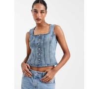 Levi's - Top di jeans modellante bianco con scollo squadrato M