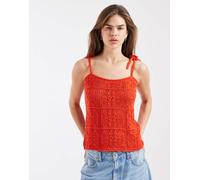 Levi's - Top senza maniche all'uncinetto rosso con spalline annodate L