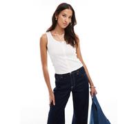 Levi's - Top senza maniche écru traforato con bottoni-Bianco L