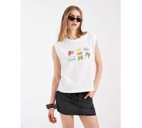 Levi's - Top senza maniche squadrato bianco con stampa di frutta S