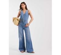 Levi's - Tuta jumpsuit a canotta e a fondo ampio in denim blu medio W27