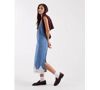 Levi's - Vestito sottoveste midi stile anni '90 in denim blu con orlo in pizzo S