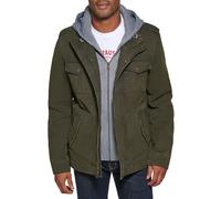 Levi's Washed Cotton Hooded Military Jacket,Olive,X-Large