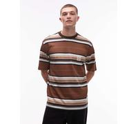 Levi's - Workwear Capsule - T-shirt ampia marrone a righe con etichetta del logo sulla tasca S