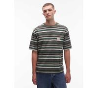 Levi's - Workwear Capsule - T-shirt ampia verde scuro a righe con etichetta del logo sulla tasca M