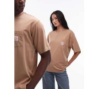 Levi's - Workwear Capsule - T-shirt unisex ampia color cuoio con etichetta del logo sulla tasca-Marrone XS