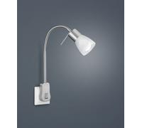 LEVISTO APPLIQUE LED FLESSIBILE CON SPINA A PARETE E INTERRUTTORE ACCIAIO 1x E14 LAMPADINA INCLUSA 4,9W · 1x 470lm, 3000K