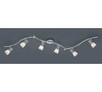 LEVISTO BARRA LED 6 SPOTS ORIENTABILE ACCIAIO + VETRO L.180CM 6 LUCI ATTACCO E14, LAMPADINE INCLUSE 29,4W 2820LM 3000K