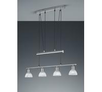 LEVISTO SOSPENSIONE CON BILANCERE LED 4 VETRI ACCIAIO L.80,5 CM 4 LUCI ATTACCO E14, LAMPADINE INCLUE 19,6W 1880LM 3000K