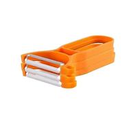 levitantes Pelapatate multiuso in confezione da 3, realizzato in acciaio inox e plastica ergonomica, ideale per sbucciare frutta e verdura con facilità.