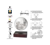 Levitating Moon Lamp Floating and Rotating Freely in the Air with Luxury Faux Wood Base and 3D Print