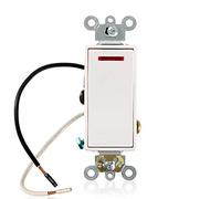 Leviton 5638-2 W 20 Amp 120 Volt Decora Plus Rocker Pilot Light Illuminated ON Req. Neutrale, 3 vie AC Quiet Switch, White by Leviton