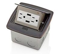 Leviton PFUS1-BZ, Bronze Pop-Up Floor Box with Dual Type A, 3.6 USB Charger, 15 Amp Outlet